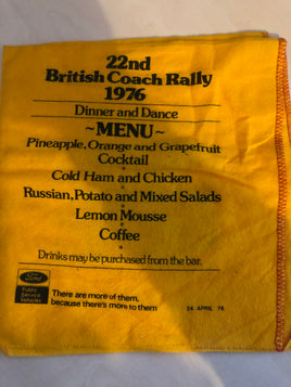 22nd British Coach Rally 1976 Duster/Menu